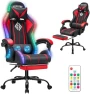 Thumbnail Gaming Chair with LED RGB Lights with Massage and Footrest — Smart Chairs, HOFFREE