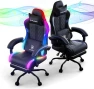 Thumbnail Gaming Chair with Speakers, RGB LED Lights, Ergonomic Chair with Footrest, Linkage Armrest — Smart Chairs, GTPLAYER