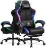 Thumbnail Gaming Chair with Speakers, RGB LED Lights, Ergonomic Chair with Footrest, Linkage Armrest — Smart Chairs, GTPLAYER
