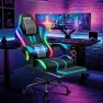 Thumbnail LED Gaming Chair with Speakers Massage Big and Tall Computer Chair with RGB Lights Bluetooth Game Chair with Footrest — Smart Chairs, HOFFREE