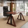 Thumbnail 60 x 30 Inch Oak Executive Standing Desk, Dual Motor Electric Height Adjustable Desk — Standing Desk, FLEXISPOT