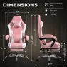 Thumbnail Pink Gaming Chair with Footrest and Massage Lumbar Support — Smart Chairs, Dowinx