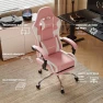 Thumbnail Pink Gaming Chair with Footrest and Massage Lumbar Support — Smart Chairs, Dowinx