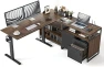 Thumbnail 66 Inch L Shaped Standing Desk with Drawers & Shelves — Standing Desk, FEZIBO