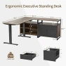 Thumbnail 66 Inch L Shaped Standing Desk with Drawers & Shelves — Standing Desk, FEZIBO