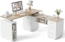 Thumbnail 66 Inch L Shaped Standing Desk with Drawers & Shelves — Standing Desk, FEZIBO