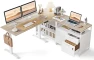 Thumbnail 66 Inch L Shaped Standing Desk with Drawers & Shelves — Standing Desk, FEZIBO
