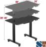 Thumbnail 40-Inch Mobile Electric Height Adjustable Sit to Stand Desk with Drawer, Hanging Hooks and Cable Management — Standing Desk, SHW
