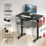 Thumbnail 40-Inch Mobile Electric Height Adjustable Sit to Stand Desk with Drawer, Hanging Hooks and Cable Management — Standing Desk, SHW