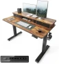 Thumbnail 48 x 24 Inch Height Adjustable Electric Standing Desk with Double Drawer and Storage Shelf — Standing Desk, FEZIBO
