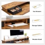 Thumbnail 48 x 24 Inch Height Adjustable Electric Standing Desk with Double Drawer and Storage Shelf — Standing Desk, FEZIBO