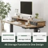 Thumbnail 48 x 24 Inch Height Adjustable Electric Standing Desk with Double Drawer and Storage Shelf — Standing Desk, FEZIBO