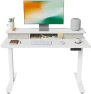 Thumbnail 48 x 24 Inch Height Adjustable Electric Standing Desk with Double Drawer and Storage Shelf — Standing Desk, FEZIBO