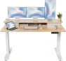 Thumbnail 48 x 24 Inch Height Adjustable Electric Standing Desk with Double Drawer and Storage Shelf — Standing Desk, FEZIBO