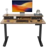 Thumbnail 48 x 24 Inch Height Adjustable Electric Standing Desk with Double Drawer and Storage Shelf — Standing Desk, FEZIBO