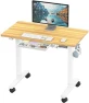 Thumbnail Mobile Electric Height Adjustable Sit to Stand Desk with Drawer, Hanging Hooks and Cable Management — Standing Desk, Visit the SHW Store