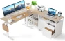 Thumbnail Electric L Shaped Standing Desk with Storage — Standing Desk, FEZIBO