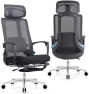 Thumbnail Ergonomic Office Chair with Footrest & Adjustable Lumbar Massager — Smart Chairs, COTYFLY