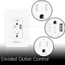Thumbnail Smart Power Wall Outlet with USB, WiFi Socket with 2 Plug Outlets 15 Amp Divided Control — Smart Plug, MoesGo