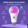 Thumbnail Matter Smart Light Bulb, 1600 Lumens 100W Equivalent, Color Changing, 2 Pack — Smart Light Bulb, OREiN