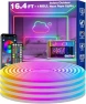 Thumbnail 16.4ft LED Neon Rope Lights with App Control and Remote — LED Strip Lights, RCUICA