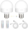 Thumbnail 2 Pack Rechargeable LED Light Bulbs with Remote — Smart Light Bulb, JIOODICH