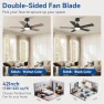 Thumbnail 42-Inch Smart Ceiling Fan with Lights Remote, APP & Voice Control — Smart Fan, Hoenofly