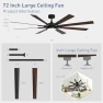 Thumbnail 72 Inch Smart Ceiling Fan with Light and Remote — Smart Fan, Homlit