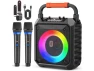 Thumbnail Portable Karaoke Machine, Black, with 2 Wireless Microphones — Karaoke Machine, JYX