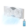 Window Fan with Dual 3-Speed Fans, Auto-Locking Expanders, 3 Modes, Wi-Fi App Control, Fabric Cover & Bug Screen, Comfort Zone