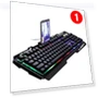 Robotic Metal Wired Keyboard with LED Backlight and Phone Stand — Gaming Keyboards, lanle
