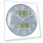 Wall Clock with Temperature Humidity Date Day of Week Continuous Second Hand Silent Analog Spherical Glass — Desk & Shelf, SAMURAI STYLE