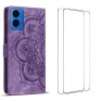 Mandala Leather Phone Cover with 2Pcs Tempered Glass — Phone Accessories, WANLONFENG