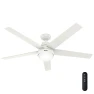 Indoor Ceiling Fan With Light, Remote, 60-inch, Fresh White, Casual-style, Hunter