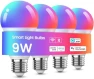 LED Smart Light Bulbs, Color Changing Dimmable & Timing Smart WiFi and Bluetooth Bulb, 4 Pack — Smart Light Bulb, Meliya