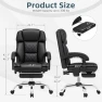 6-Point Massage Office Chair with Heat, Ergonomic Reclining Desk Chair with Footrest, PU Leather Executive Chairs for... — Massage Chairs, HOMREST