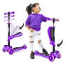 3 Wheeled Scooter for Kids - 2-in-1 Sit/Stand Kick Scooter with Flip-out Seat, Adjustable Height, Wide Deck, Flashing..., Hurtle