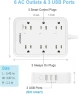 WiFi Flat Plug Strip with 3 Smart Outlets and 3 USB Ports — Smart Plug, TESSAN