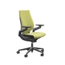 Office Chair with Wheels for Carpet, 360-Degree Arms, Wasabi Green Fabric — Smart Chairs, Steelcase