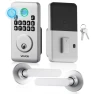 Fingerprint Door Lock Set with Handle, Silver — Smart Lock, VEVOR