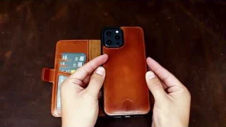 Blackbrook Carter Magnetic Detachable Leather Wallet Case for Apple iPhone 12 Pro Max |Burnished Tan