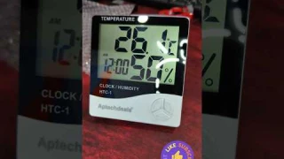 ApTechDeals HTC-1 Digital Hygrometer Thermometer Humidity Meter With Clock LCD Display