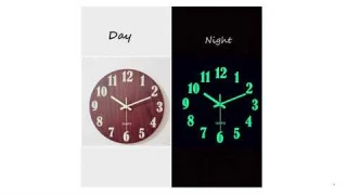 Luminous Wall Clock 12 Inch Wooden Silent Non Ticking Kitchen WallClocks