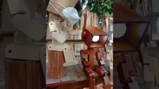 Wooden Robot lamp