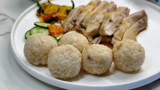 Delicious Hainanese Chicken Rice Balls cooked using Rice Cooker