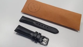 Handmade Black Pull Up Cowhide Leather watch strap (lined with Full Grain matte Black lambskin)
