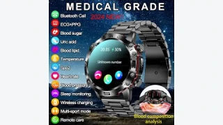 Review AI Medical Diagnosis Smart Watch Uric Acid Monitor HRV ECG Smartwatch 2025