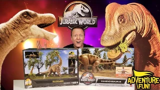 Jurassic World’s Largest Dinosaurs Mamenchisaurus vs Brachiosaurus Toy Review AdventureFun!