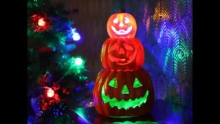 Jusdreen Halloween Jack-O-Lantern Pumpkin Set of 3 with Lights, Stackable Pumpkin Lighted Decor