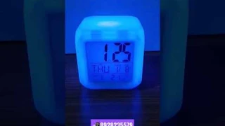 Fantasy Plastic with Automatic 7 Colour Changing LED, Date, Time Digital Alarm Clock (Multicolour)